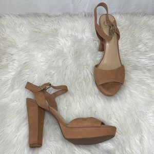 Gianni‎ Bini Brown Platform Heel Slingback Sandals Sz 10